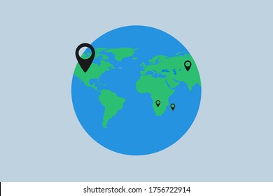 globe with location icon on a white background
