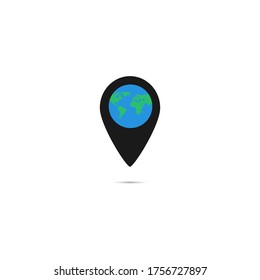 globe with location icon on a white background
