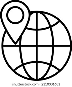 Globe Location Outline Icon Vector