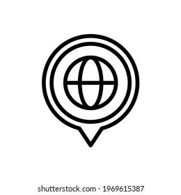 Globe location pin icon with line style. Placeholder vector icon