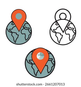 Globe Location Pin Icon sheet 