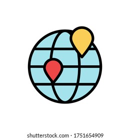 Globe, location pin icon. Simple color with outline vector elements of camping icons for ui and ux, website or mobile application