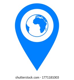 Globe and location pin on white