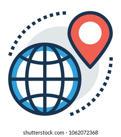 
A globe and a location pin representing Satellite Navigation Vector Icon
