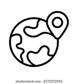 Globe with a location pin, symbolizing international reach