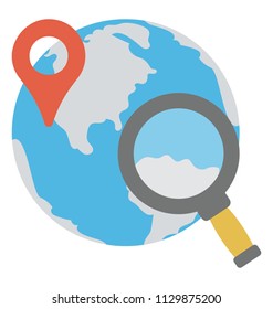
Globe with location pointer on it and a magnifying glass symbolising location based marketing
