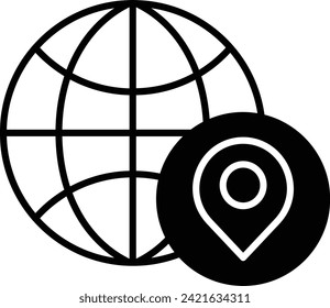 globe location solid glyph vector illustration