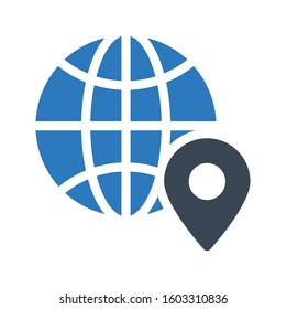 globe location vector glyph color icon 