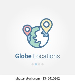 globe locations vector icon