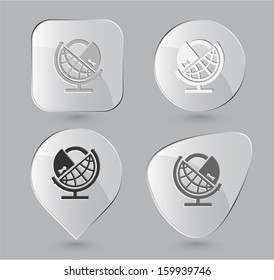 Globe and lock. Glass buttons. Vector illustration.