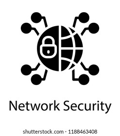 A globe with the lock hence making network security icon 