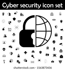 Globe and lock icon. Cyber security icons universal set for web and mobile