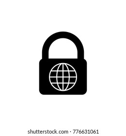 Globe and lock icon. Cyber security Icon. Premium quality graphic design. Signs, symbols collection, simple icon for websites, web design, mobile app on white background