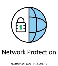
Globe with lock, an icon of network protection 
