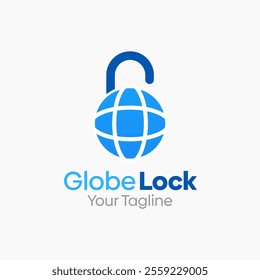 Globe Lock Logo Design Template. Good for Business, Agency, Community and Organization.