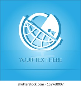 Globe and lock. Paper sticker as bookmark. Vector illustration. Eps10.