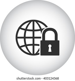 Globe lock protection sign simple icon on  background
