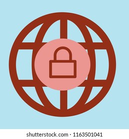 globe lock vector icon