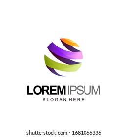 globe logo in abstract ribbon template