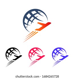 Globe logo and airplane design combination