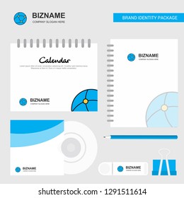 Globe Logo, Calendar Template, CD Cover, Diary and USB Brand Stationary Package Design Vector Template