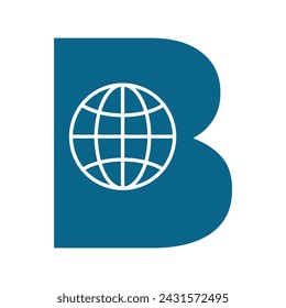 Globe Logo combine with letter B vector template