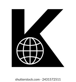 Logotipo del globo combinado con la plantilla de vector de la letra K