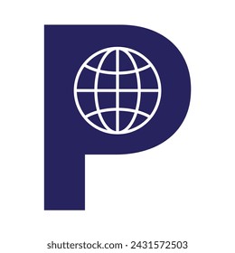 Logotipo de globo combinado con la letra P plantilla de vector
