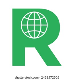 Globe Logo combine with letter R vector template