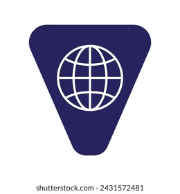 Globe Logo combine with letter V vector template