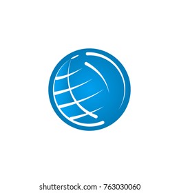 Globe logo concept in blue, vector illustration template