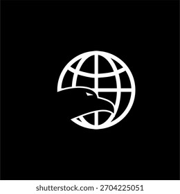 Globe logo design with bird head illustration.