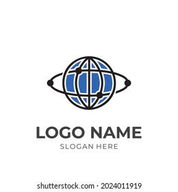 diseño de logotipo de globo con un estilo de color azul y negro plano