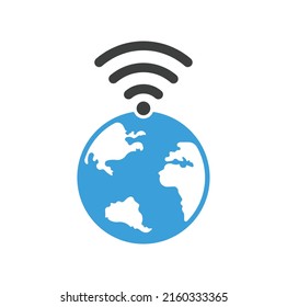Icono de diseño del logotipo de globo. Plantilla de logotipo del vector de señal mundial.