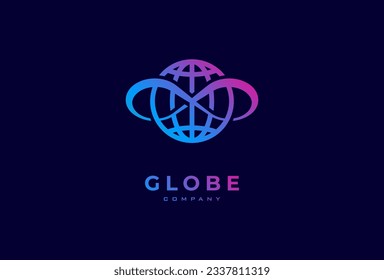 Globe Logo Design. globe with infinity combination, usable for technology and company logos, vector illustration