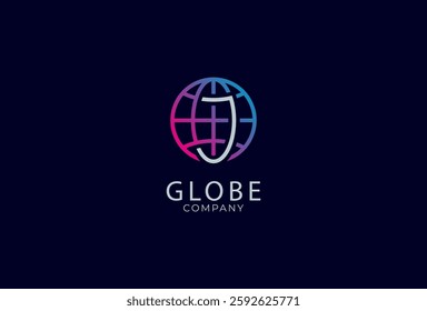 Globe Logo Design, Letter J with globe combination, world globe logo template, usable for technology and company logos, vector illustration