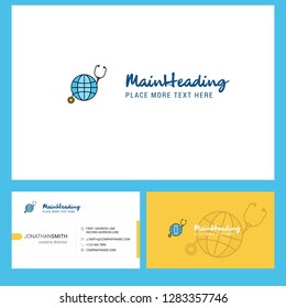 Globe Logo design with Tagline & Front and Back Busienss Card Template. Vector Creative Design