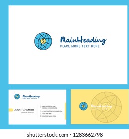 Globe Logo design with Tagline & Front and Back Busienss Card Template. Vector Creative Design