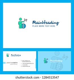 Globe Logo design with Tagline & Front and Back Busienss Card Template. Vector Creative Design