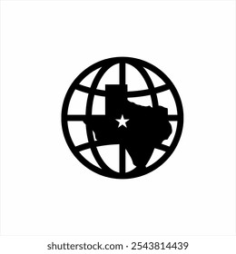 Globe logo design with Texas map illustration.