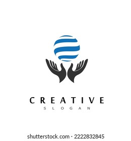 globe logo hand design symbol business