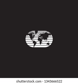 Globe Logo and Icon Template. Background black.