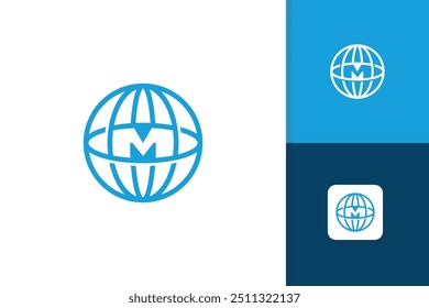 logotipo do globo com a letra inicial m modelo de vetor ícone