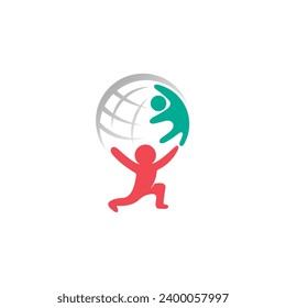 Globe logo and people design combination, simple logos