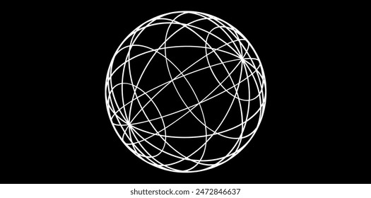 Globe Logo Planet Earth Sphere, Globe Frame Meridian Wire Grid Vector Illustration.