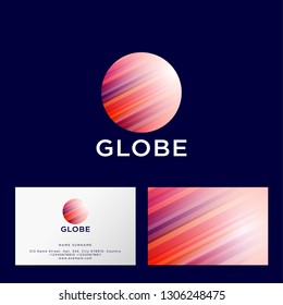 Globe logo. Red planet emblem, isolated on a dark background. Web, UI icon.  Identity, business card.
