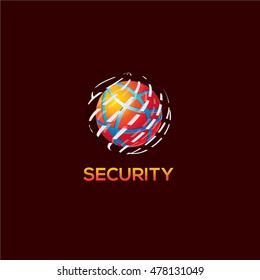Globe logo, security service vector