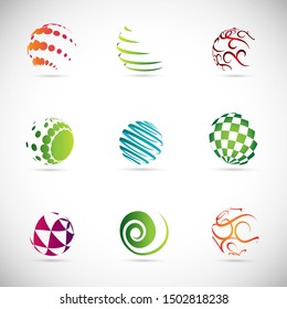 Globe Logo Set - Isolated On Gray Background - Vector Illustration.  