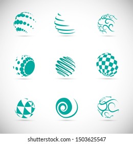 Sphere Icons Set Isolated On Gray Stock Vector (Royalty Free) 183105272