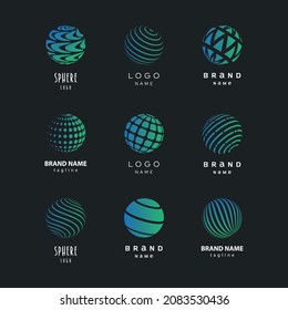 Globe Logo Set, Round Logo with Different Shapes. Technology, Web and World Style Globe Shaped Logo Set.